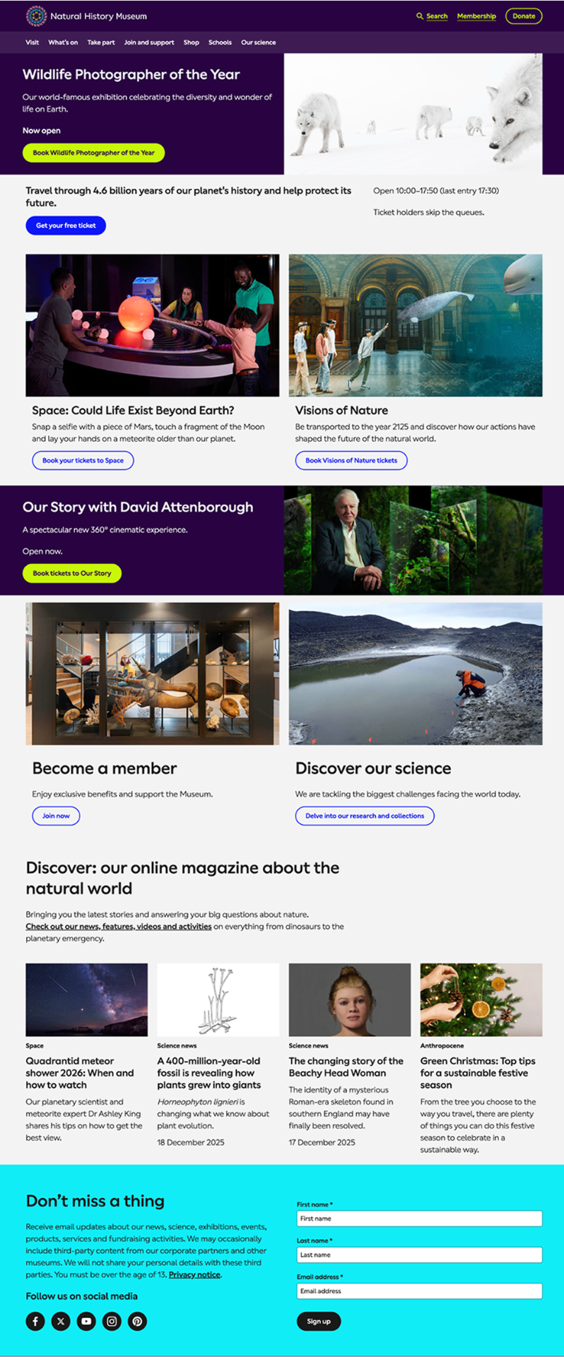 Old NHM homepage